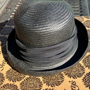 Importina Black Woven Hat with Red Band